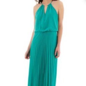Bisou Bisou Pleated Maxi Teal Dress